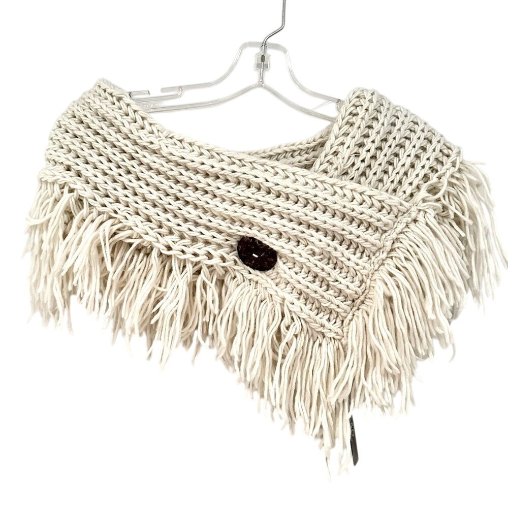 Chic Cream Knit Fringe Wrap